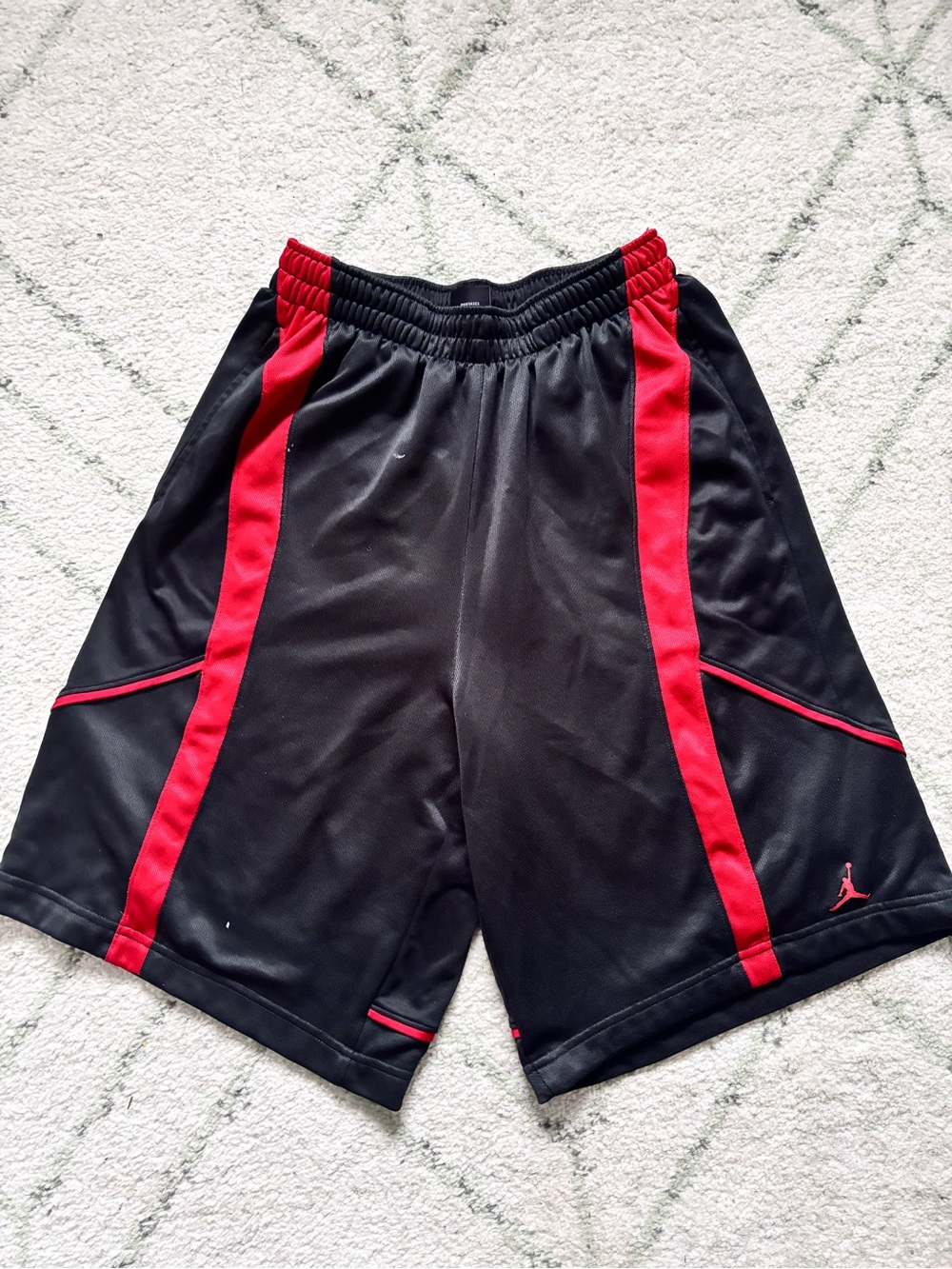 Jordan Men’s Black Athletic Shorts with Red Trim